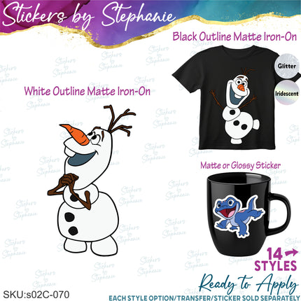 (s02C-070) Olaf Bruni Frozen Graphic Iron-On Transfer or Sticker
