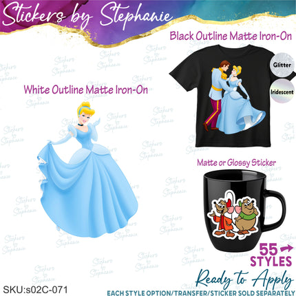 (s02C-071) Cinderella Graphic Iron-On Transfer or Sticker