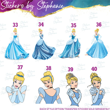 (s02C-071) Cinderella Graphic Iron-On Transfer or Sticker
