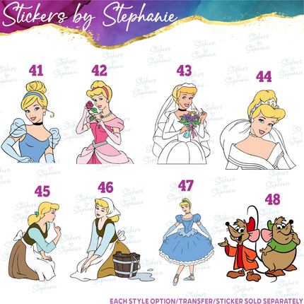 (s02C-071) Cinderella Graphic Iron-On Transfer or Sticker