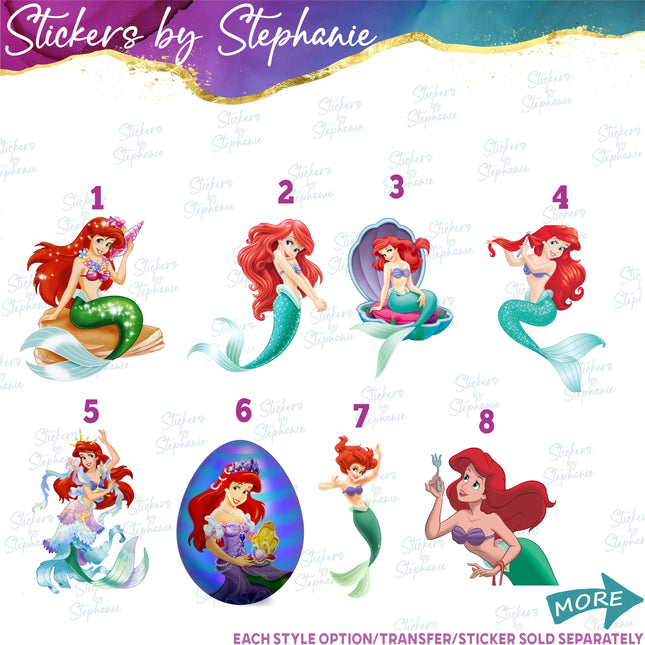 (s02C-073) Ariel Mermaid Graphic Iron-On Transfer or Sticker