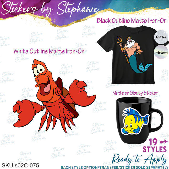 (s02C-075) Eric Sebastian Flounder Graphic Iron-On Transfer or Sticker