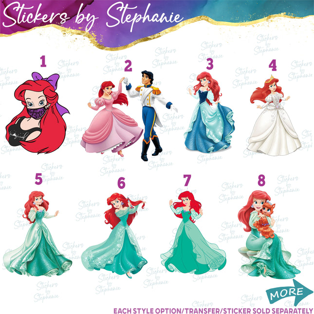 (s02C-076) Princess Ariel Graphic Iron-On Transfer or Sticker
