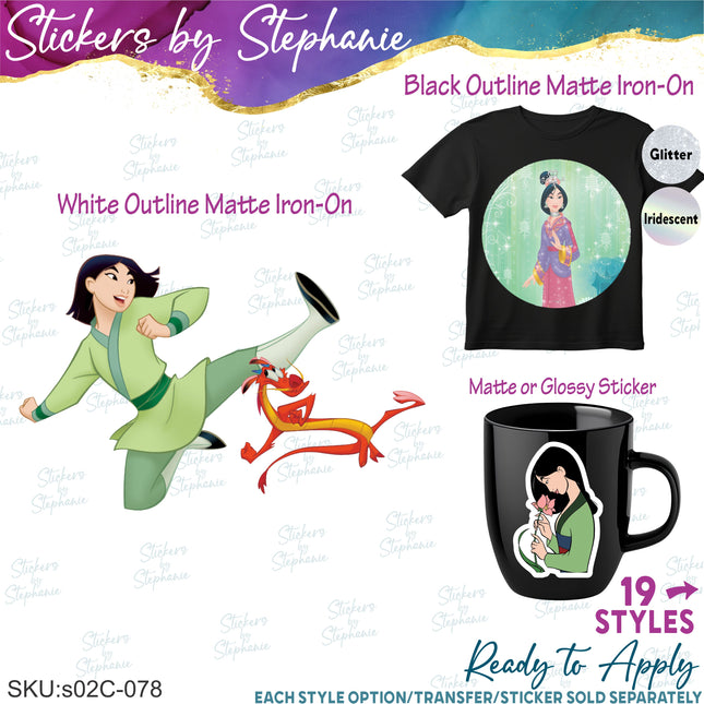 (s02C-078) Mulan Graphic Iron-On Transfer or Sticker