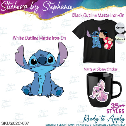 (s02C-007) Stitch, Lilo, Angel Graphic Iron-On Transfer or Sticker