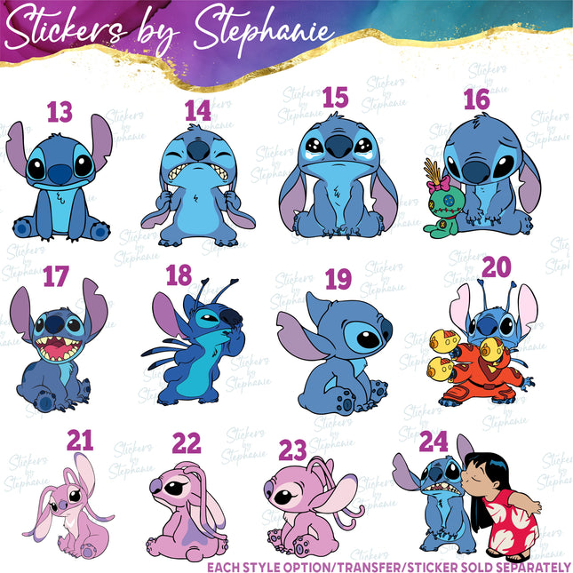 (s02C-007) Stitch, Lilo, Angel Iron-On Transfer