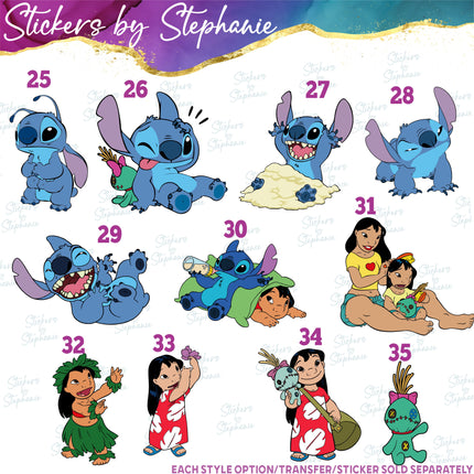 (s02C-007) Stitch, Lilo, Angel Graphic Iron-On Transfer or Sticker