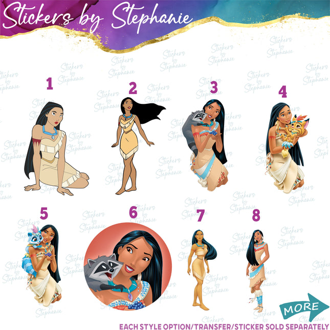 (s02C-080) Pocahontas Graphic Iron-On Transfer or Sticker
