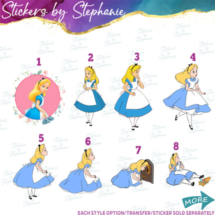 (s02C-082) Alice in Wonderland Graphic Iron-On Transfer or Sticker