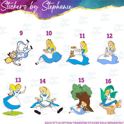 (s02C-082) Alice in Wonderland Graphic Iron-On Transfer or Sticker