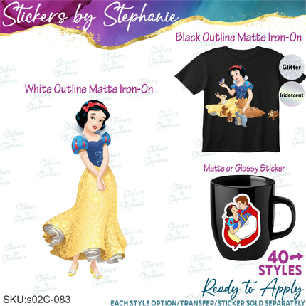 (s02C-083) Snow White Graphic Iron-On Transfer or Sticker