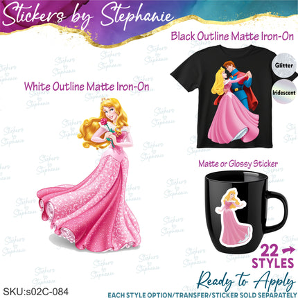 (s02C-084) Sleeping Beauty Graphic Iron-On Transfer or Sticker