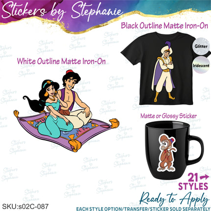 (s02C-087) Aladdin Jasmine Graphic Iron-On Transfer or Sticker