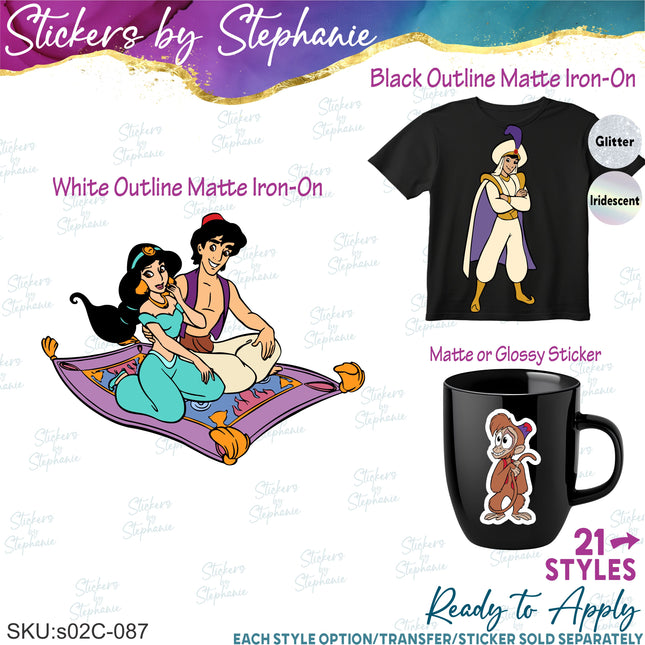 (s02C-087) Aladdin Jasmine Graphic Iron-On Transfer or Sticker