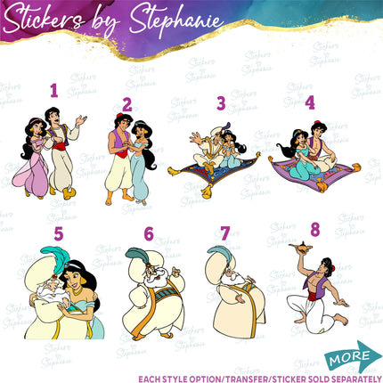 (s02C-087) Aladdin Jasmine Graphic Iron-On Transfer or Sticker