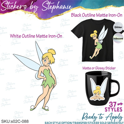 (s02C-088) Tinkerbell Graphic Iron-On Transfer or Sticker