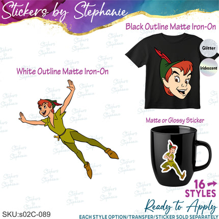 (s02C-089) Peter Pan Graphic Iron-On Transfer or Sticker