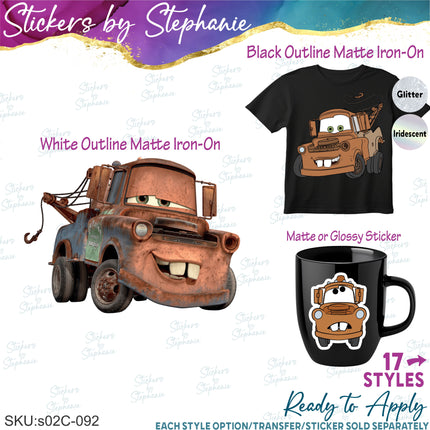 (s02C-092) Tow Mater Graphic Iron-On Transfer or Sticker
