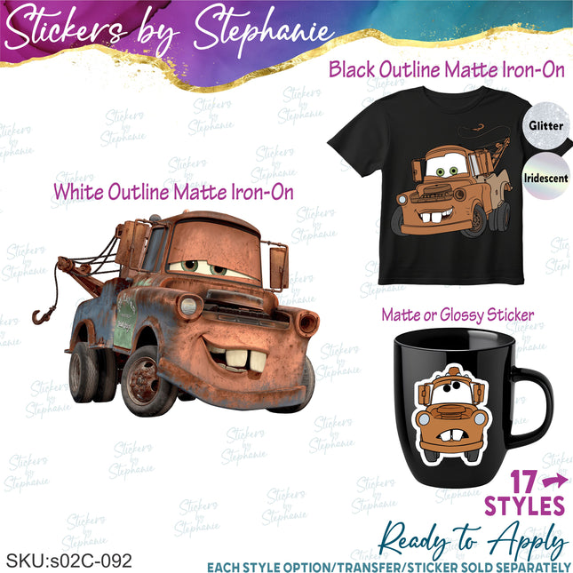(s02C-092) Tow Mater Graphic Iron-On Transfer or Sticker