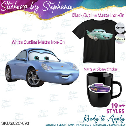 (s02C-093) Cars Cartoon Graphic Iron-On Transfer or Sticker