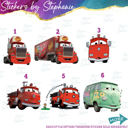 (s02C-093) Cars Cartoon Graphic Iron-On Transfer or Sticker