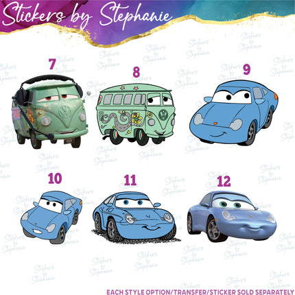 (s02C-093) Cars Cartoon Graphic Iron-On Transfer or Sticker