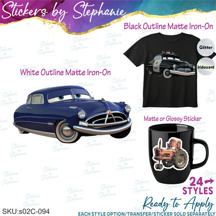 (s02C-094) Cars Cartoon Graphic Iron-On Transfer or Sticker