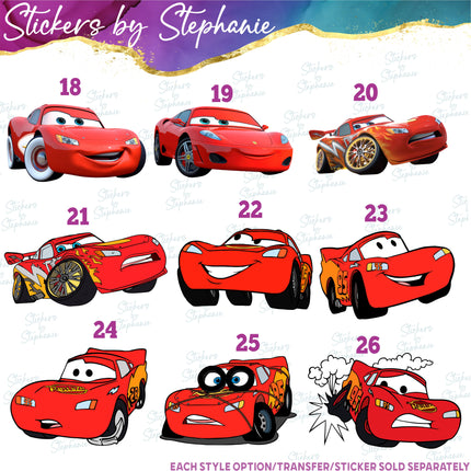 (s02C-095) Lightning McQueen Graphic Iron-On Transfer or Sticker