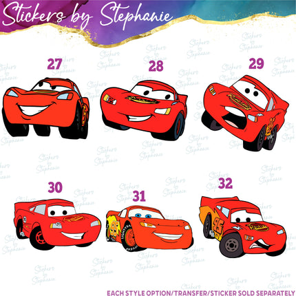 (s02C-095) Lightning McQueen Graphic Iron-On Transfer or Sticker