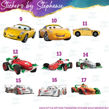 (s02C-096) Racers Race Cars Graphic Iron-On Transfer or Sticker