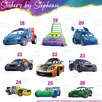 (s02C-096) Racers Race Cars Graphic Iron-On Transfer or Sticker