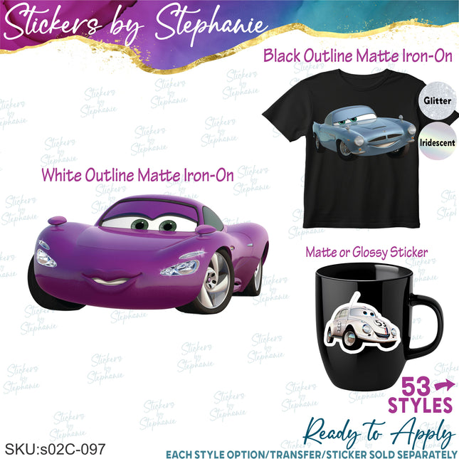 (s02C-097) Cars Cartoon Graphic Iron-On Transfer or Sticker