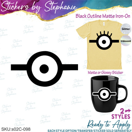 (s02C-098) Minion Eye Graphic Iron-On Transfer or Sticker