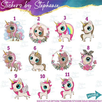 (s02A-355) Unicorn Graphic Iron-On Transfer or Sticker