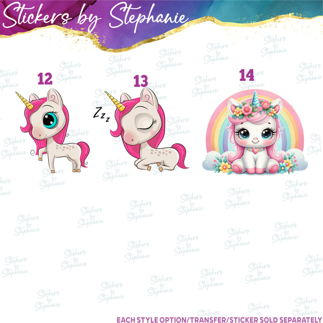 (s02A-355) Unicorn Graphic Iron-On Transfer or Sticker
