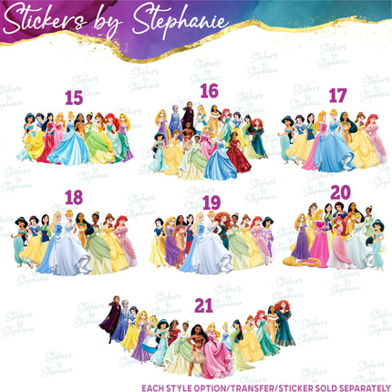 (s02C-065) Disney Princesses Graphic Iron-On Transfer or Sticker