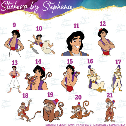(s02C-087) Aladdin Jasmine Graphic Iron-On Transfer or Sticker