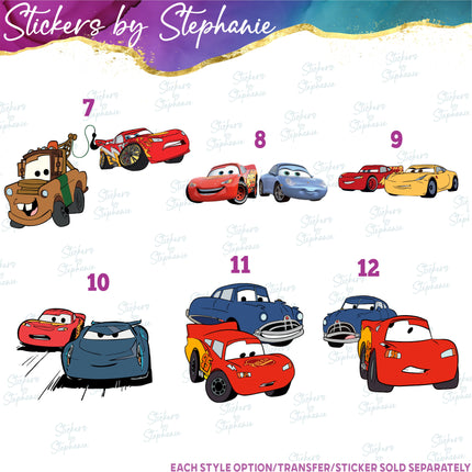 (s02C-091) Cars Graphic Iron-On Transfer or Sticker