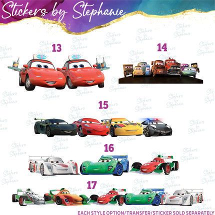 (s02C-091) Cars Graphic Iron-On Transfer or Sticker