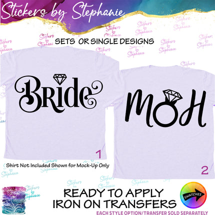(s03-104) Bride MOH Diamond Ring Iron-On Transfer or Sticker