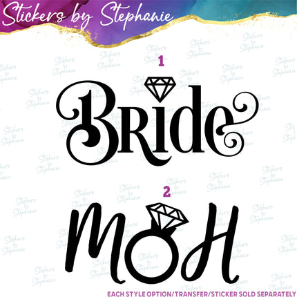 (s03-104) Bride MOH Diamond Ring Iron-On Transfer or Sticker