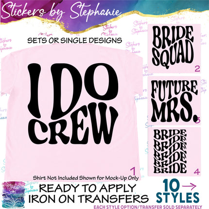 (s03-115) Retro Wedding Bridal Party Iron-On Transfer or Sticker