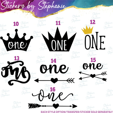 (s03-120) One Age Birthday Iron-On Transfer or Sticker