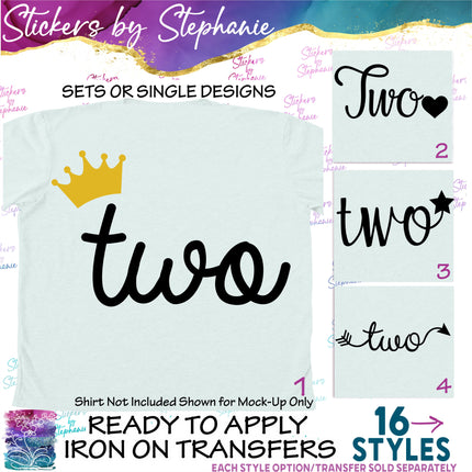 (s03-121) Two Age Birthday Iron-On Transfer or Sticker