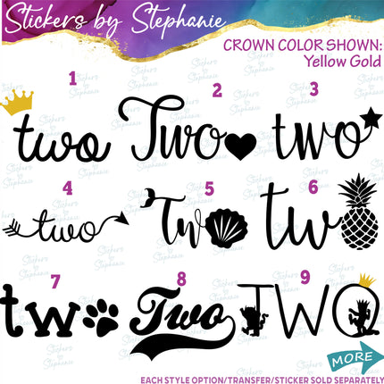 (s03-121) Two Age Birthday Iron-On Transfer or Sticker