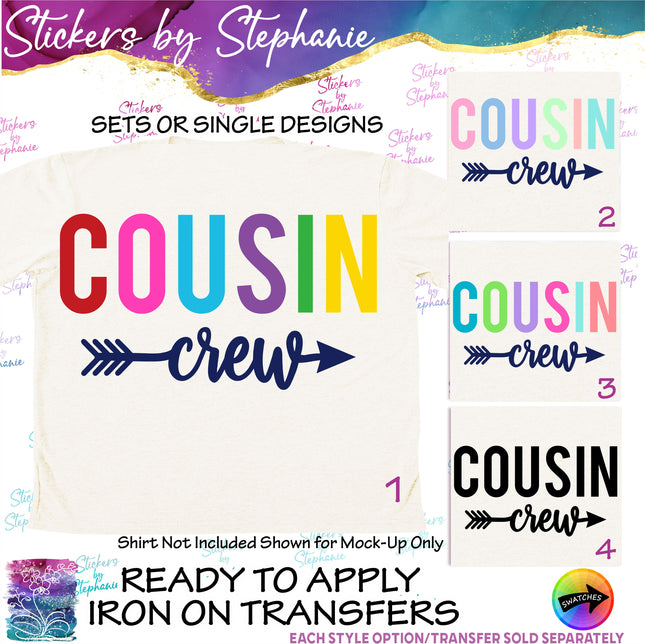 (s03-125) Cousin Crew Rainbow Letters Arrow Iron-On Transfer