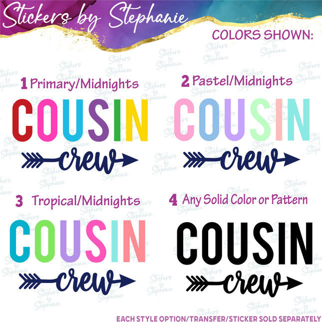 (s03-125) Cousin Crew Rainbow Letters Arrow Iron-On Transfer