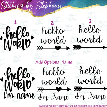 (s03-241) Hello World I'm (name) Iron-On Transfer