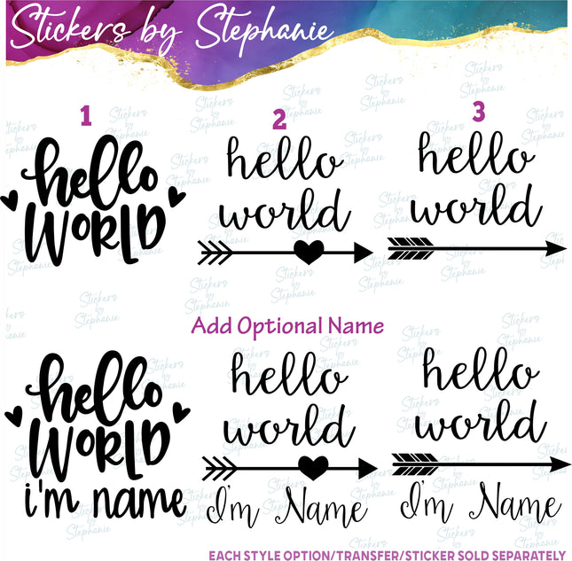 (s03-241) Hello World I'm (name) Iron-On Transfer