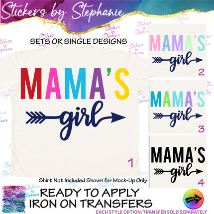 (s03-276) Mama's Girl Rainbow Letters Arrow Iron-On Transfer